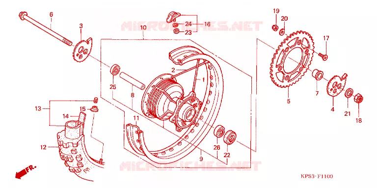 ROUE ARRIERE Honda MOTO 230 CRF 2003  CRF230F3