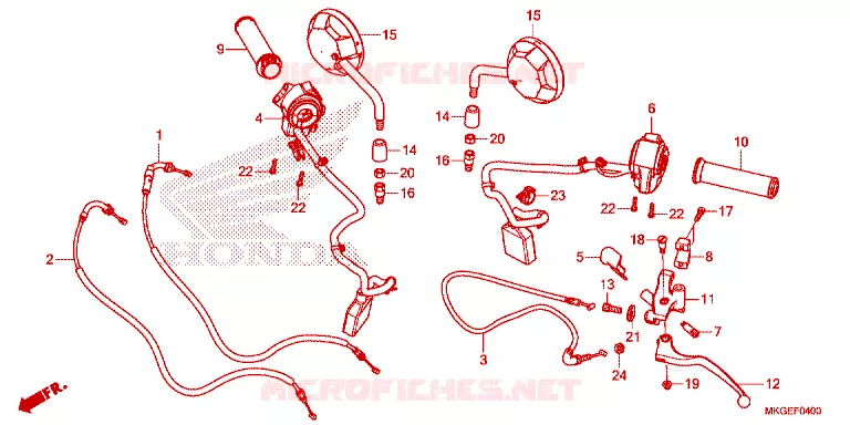LEVIER DE GUIDON - CABLE - COMMODO Honda MOTO 500 REBEL 2023  CMX500AP_PH