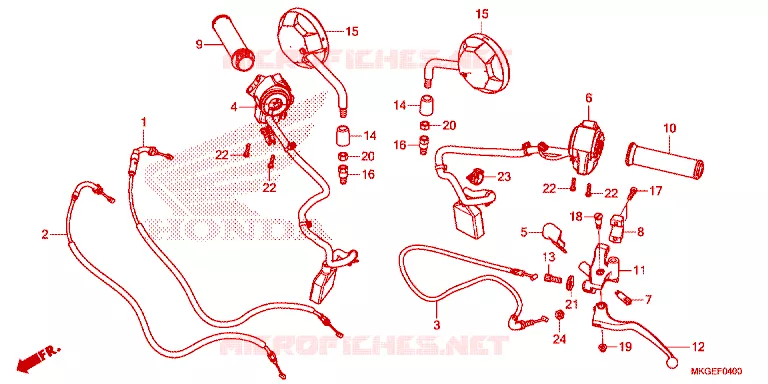 LEVIER DE GUIDON - CABLE - COMMODO Honda MOTO 500 REBEL 2023  CMX500AP_PH