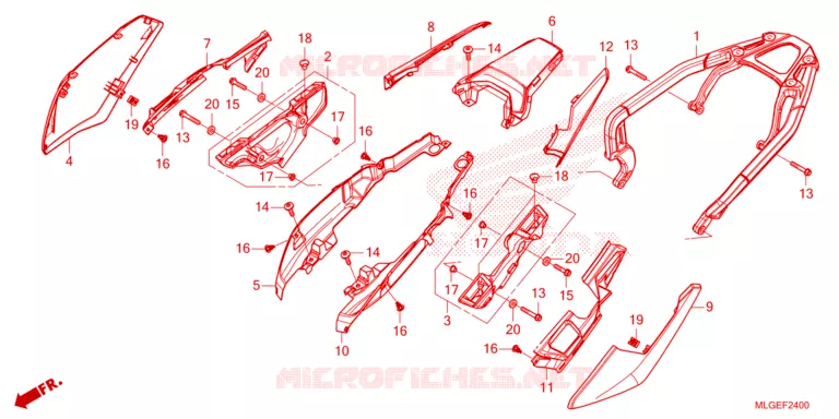 COUVERCLE LATERAL - PORTE BAGAGE ARRIERE Honda MOTO 1100 AFRICA-TWIN 2023  CRF1100ALP