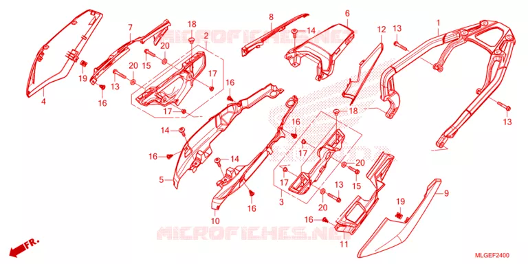 COUVERCLE LATERAL - PORTE BAGAGE ARRIERE Honda MOTO 1100 AFRICA-TWIN 2023  CRF1100AP