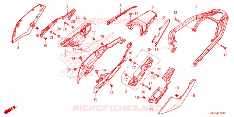 COUVERCLE LATERAL - PORTE BAGAGE ARRIERE Honda MOTO 1100 AFRICA-TWIN 2023  CRF1100AP