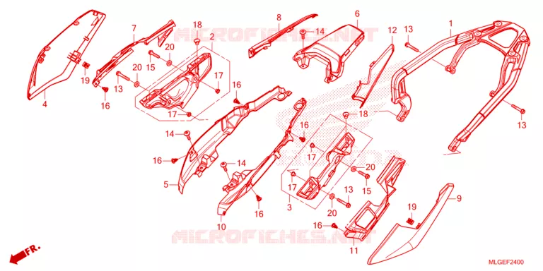 COUVERCLE LATERAL - PORTE BAGAGE ARRIERE Honda MOTO 1100 AFRICA-TWIN 2023  CRF1100AP