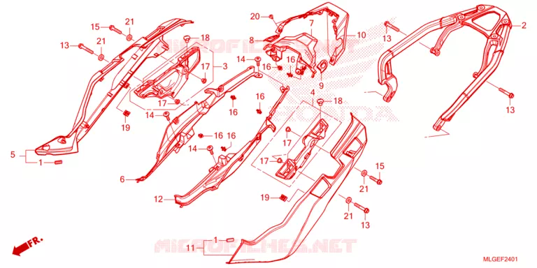 COUVERCLE LATERAL - PORTE BAGAGE ARRIERE Honda MOTO 1100 AFRICA-TWIN 2023  CRF1100D2P