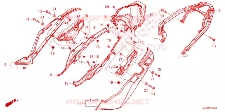 COUVERCLE LATERAL - PORTE BAGAGE ARRIERE Honda MOTO 1100 AFRICA-TWIN 2023  CRF1100D4P