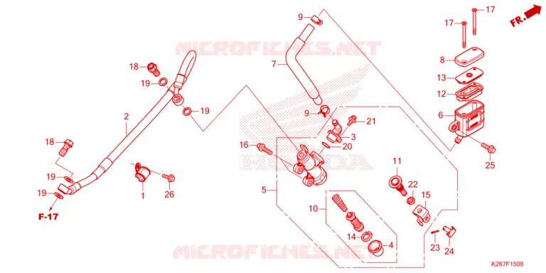 MAITRE CYLINDRE DE FREIN ARRIERE Honda MOTO 125 MSX 2023  MSX125AP