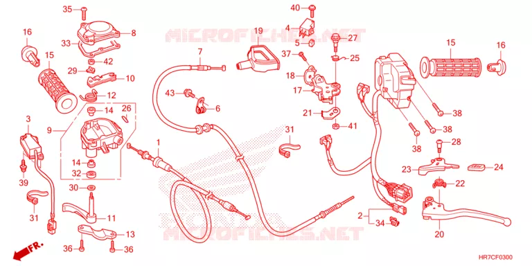 LEVIER DE GUIDON - CABLE - COMMODO Honda ATV 420 FOURTRAX 2023  TRX420FA6P