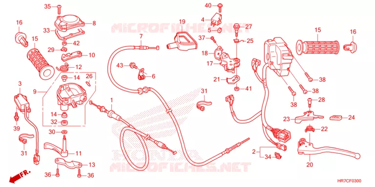 LEVIER DE GUIDON - CABLE - COMMODO Honda ATV 420 FOURTRAX 2023  TRX420FA6P