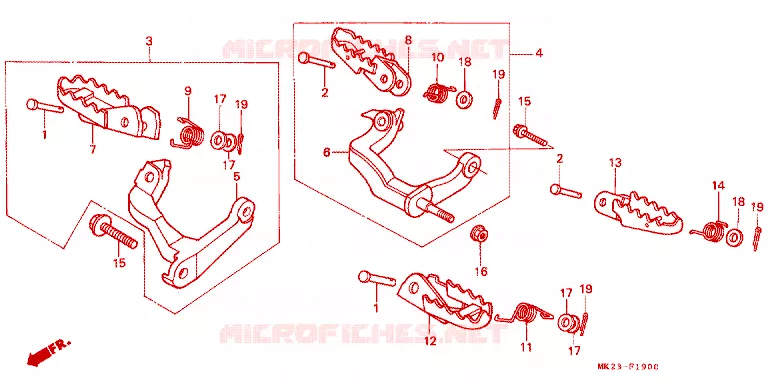REPOSE PIED Honda MOTO 600 XR 1991  XR600RM
