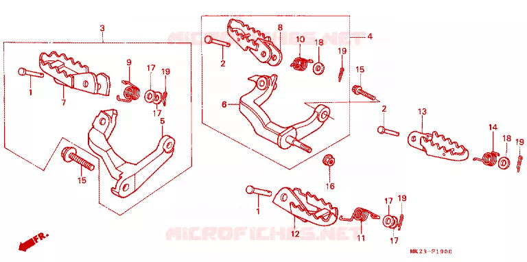 REPOSE PIED Honda MOTO 600 XR 1991  XR600RM