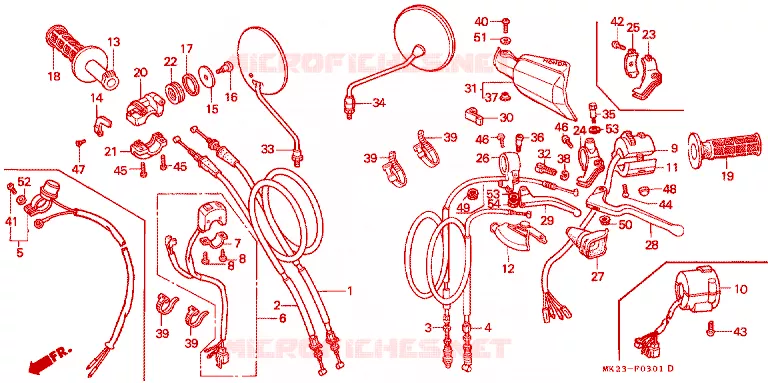 LEVIER DE GUIDON - CABLE - COMMODO Honda MOTO 600 XR 1992  XR600RN