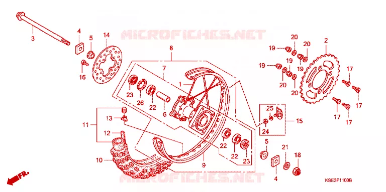 ROUE ARRIERE Honda MOTO 150 CRF 2012  CRF150RBC