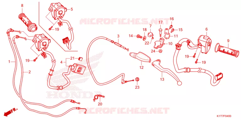 LEVIER DE GUIDON - CABLE - COMMODO Honda MOTO 250 CRF 2023  CRF250LRAP