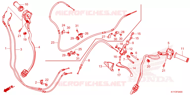 LEVIER DE GUIDON - CABLE - COMMODO Honda SCOOTER 125 PCX 2023  WW125P