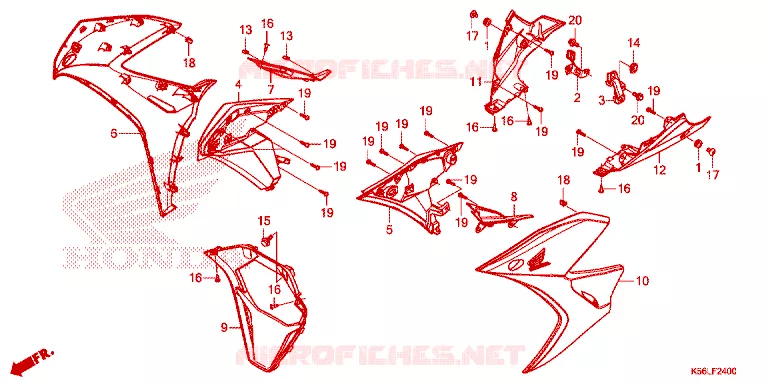COUVERCLES LATERAUX Honda SCOOTER 150 WINNER 2019  FS150FAL_V