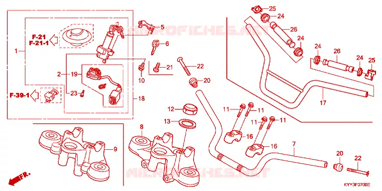 GUIDON - TE DE FOURCHE Honda MOTO 125 ACE 2014  CGX125SHE