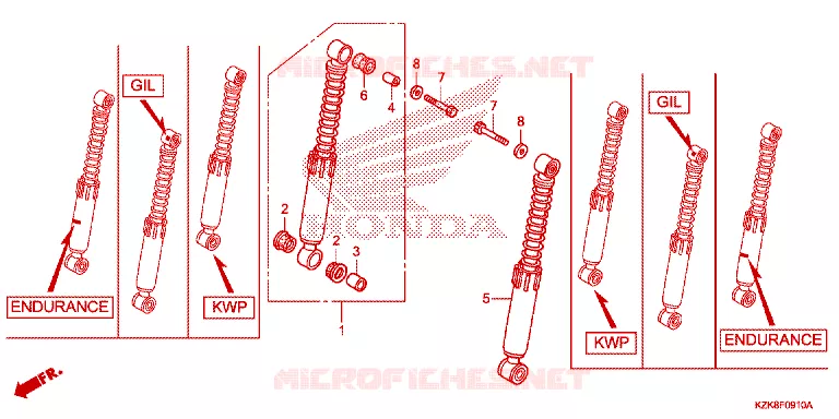 AMORTISSEUR AVANT Honda SCOOTER 110 DIO 2014  SCV110FBC