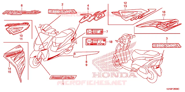 AUTOCOLLANTS Honda SCOOTER 110 DIO 2014  SCV110FBC