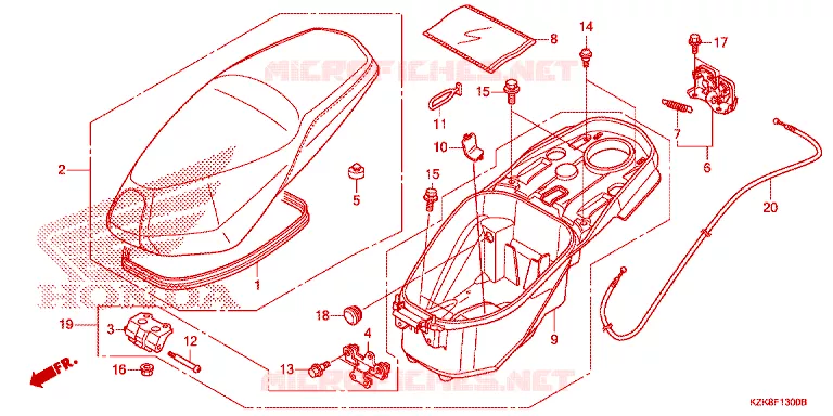 SELLE - COFFRE Honda SCOOTER 110 DIO 2013  SCV110FBC