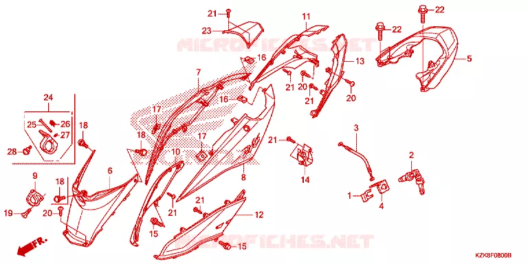 CARENAGE ARRIERE Honda SCOOTER 110 DIO 2014  SCV110FD