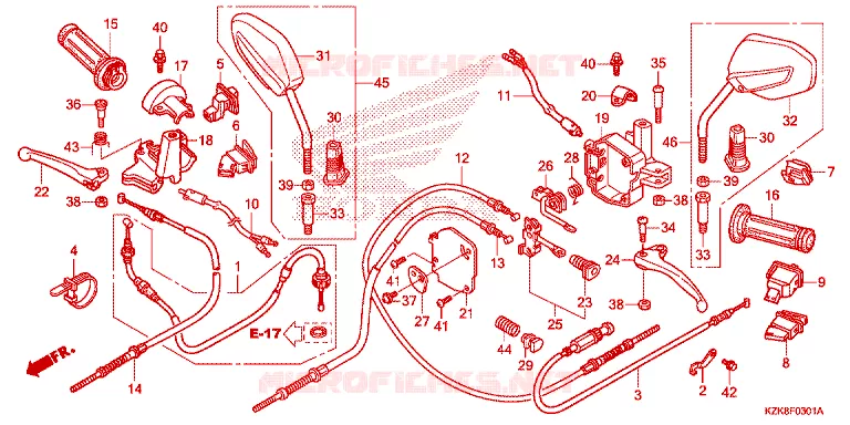 LEVIER DE GUIDON - CABLE - COMMODO Honda SCOOTER 110 DIO 2017  SCV110FH