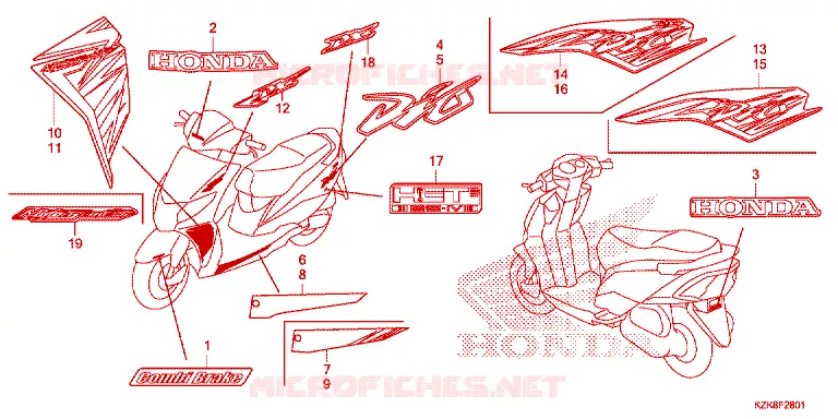 AUTOCOLLANTS Honda SCOOTER 110 DIO 2019  SCV110FK