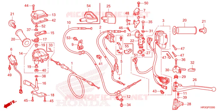 LEVIER DE GUIDON - CABLE - COMMODO Honda ATV 420 FOURTRAX 2023  TRX420FA2P