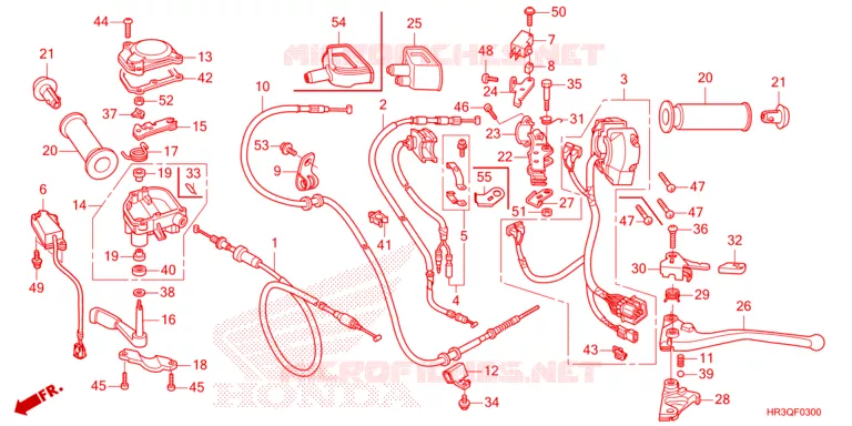 LEVIER DE GUIDON - CABLE - COMMODO Honda ATV 420 FOURTRAX 2023  TRX420TM1P