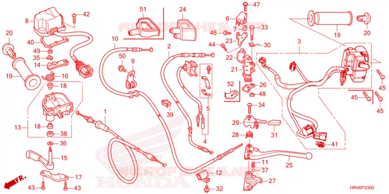 LEVIER DE GUIDON - CABLE - COMMODO Honda ATV 520 FOURTRAX 2023  TRX520FE1P