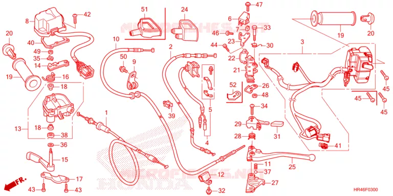 LEVIER DE GUIDON - CABLE - COMMODO Honda ATV 520 FOURTRAX 2022  TRX520FE2N