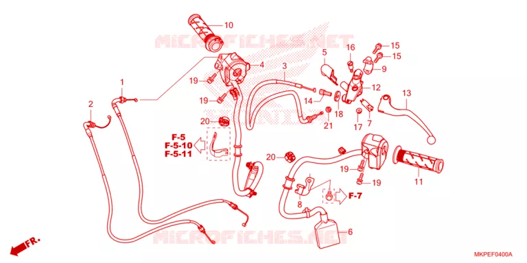 LEVIER DE GUIDON - CABLE - COMMODO Honda MOTO 500 CB 2023  CB500FAP