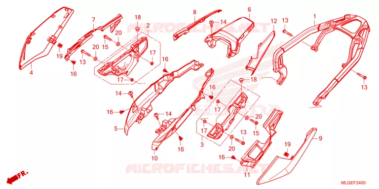 COUVERCLE LATERAL - PORTE BAGAGE ARRIERE Honda MOTO 1100 AFRICA-TWIN 2023  CRF1100ALP