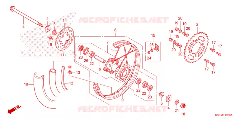 ROUE ARRIERE Honda MOTO 150 CRF 2023  CRF150RP