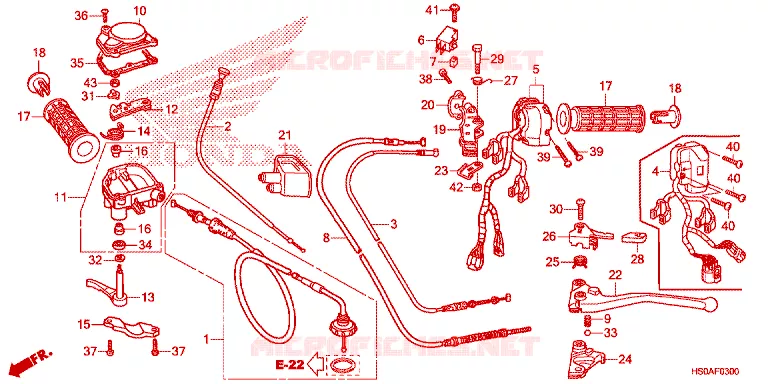 LEVIER DE GUIDON - CABLE - COMMODO Honda ATV 250 FOURTRAX 2023  TRX250TM1P