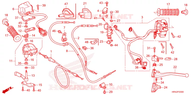 LEVIER DE GUIDON - CABLE - COMMODO Honda ATV 520 FOURTRAX 2023  TRX520FM1P