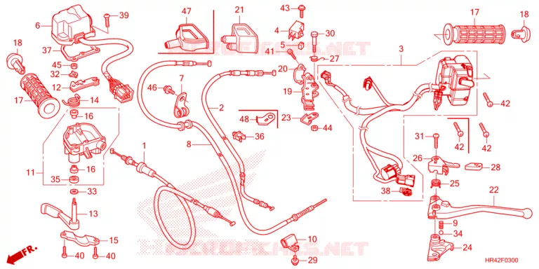 LEVIER DE GUIDON - CABLE - COMMODO Honda ATV 520 FOURTRAX 2024  TRX520FM1R