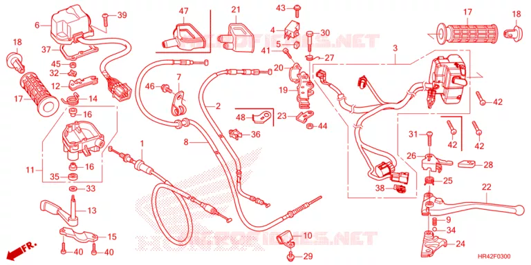 LEVIER DE GUIDON - CABLE - COMMODO Honda ATV 520 FOURTRAX 2023  TRX520FM2P