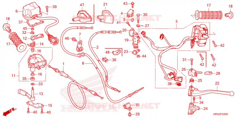LEVIER DE GUIDON - CABLE - COMMODO Honda ATV 520 FOURTRAX 2023  TRX520FM2P