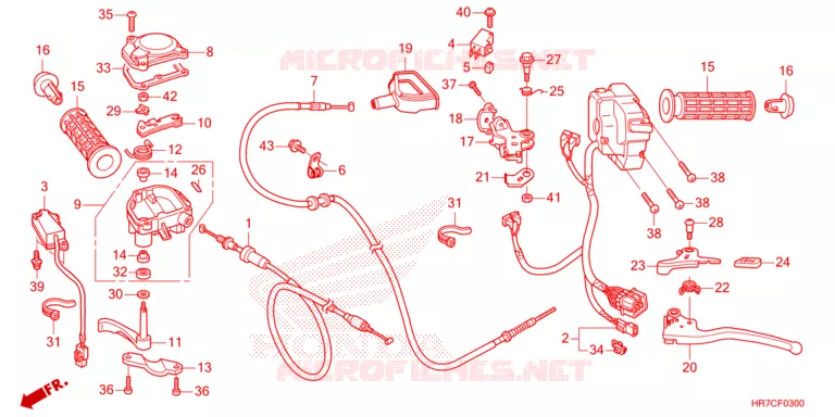 LEVIER DE GUIDON - CABLE - COMMODO Honda ATV 420 FOURTRAX 2024  TRX420FA6R