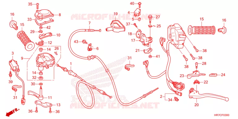 LEVIER DE GUIDON - CABLE - COMMODO Honda ATV 420 FOURTRAX 2024  TRX420FA6R