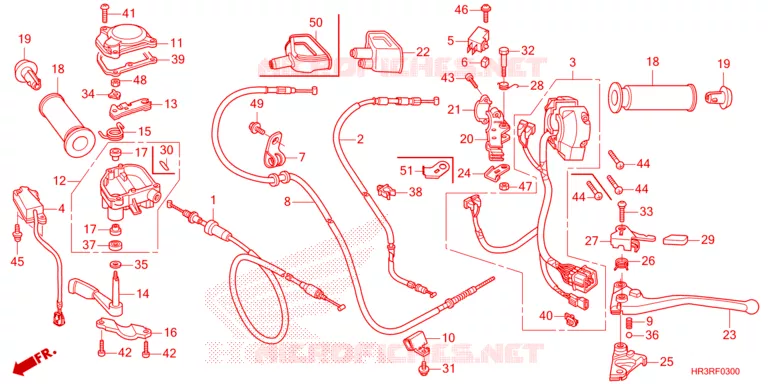 LEVIER DE GUIDON - CABLE - COMMODO Honda ATV 420 FOURTRAX 2024  TRX420FM1R