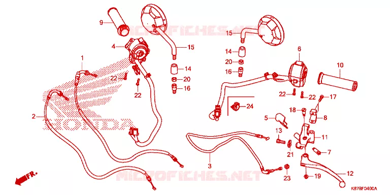 LEVIER DE GUIDON - CABLE - COMMODO Honda MOTO 300 REBEL 2023  CMX300AM