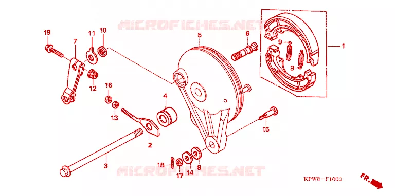 FLASQUE - MACHOIRES DE FREIN ARRIERE Honda MOTO 125 DREAM 2012  AND125MDC
