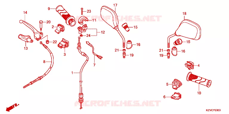 LEVIER DE GUIDON - CABLE - COMMODO Honda MOTO 110 DREAM 2011  NBC110C