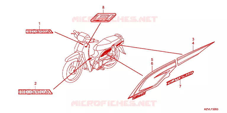 AUTOCOLLANTS Honda MOTO 110 DREAM 2012  NBC110MDFC