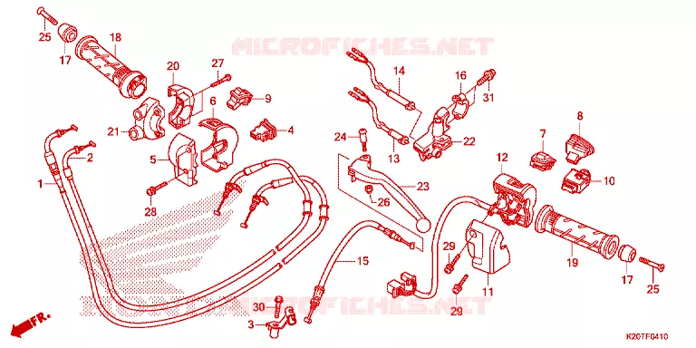 LEVIER DE GUIDON - CABLE - COMMODO Honda SCOOTER 110 ZOOMER 2021  ACG110CBTL