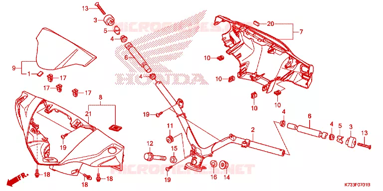GUIDON - CARENAGE Honda MOTO 125 WAVE 2019  AFS125CSFL