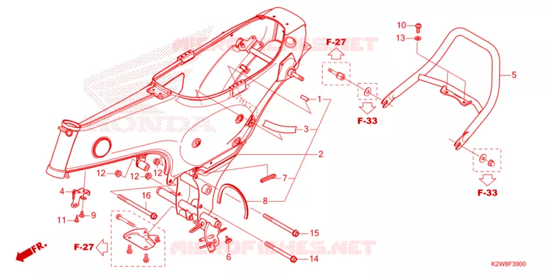 CADRE / POIGNEE ARRIERE Honda MOTO 125 DAX 2024  ST125AP