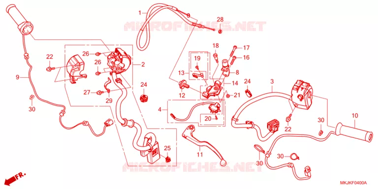 LEVIER DE GUIDON - CABLE - COMMODO Honda MOTO 1000 CB 2023  CB1000RAP