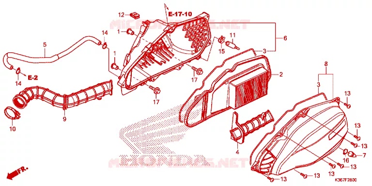 FILTRE A AIR Honda SCOOTER 150 PCX 2015  WW150EX2F